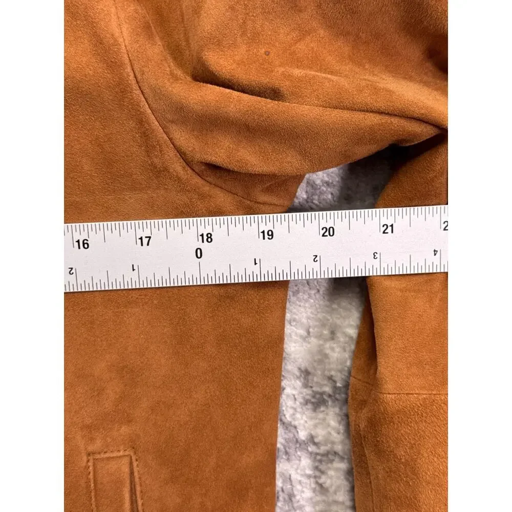 Theory Jacket Small Mens Wynwood Radic Tan Suede Leather Full Zip Bomber